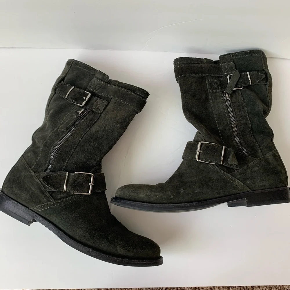 Burberry Granville Brit Suede Moto Biker Boots